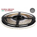 Tira LED 5 mts Flexible 24V 144W 600 Led SMD 2835 IP20 Blanco Cálido, 5mm ancho, Serie PREMIUM Tira LED 5 mts Flexible 24V 144W 600 Led SMD 2835 IP20 Blanco Cálido, 5mm ancho, Serie PREMIUM